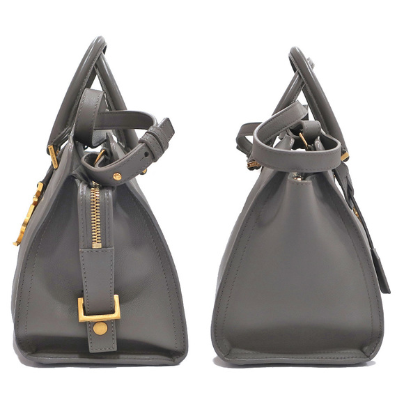 Saint Laurent Baby Cabas Handbag Shoulder Bag Leather Gray - Picture 3 of 10